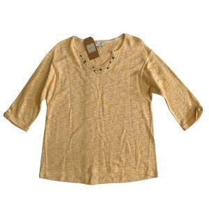 Tru Luxe Jeans Women's Size M 3/4 Sleeve V-Neck Knit Tunic Top Blouse Brand New